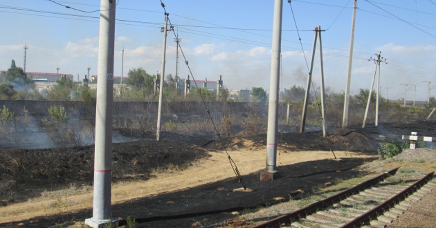 В тушении пожара в поселке Горьковском задействован Пожарный поезд