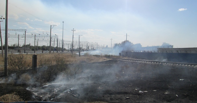 В тушении пожара в поселке Горьковском задействован Пожарный поезд