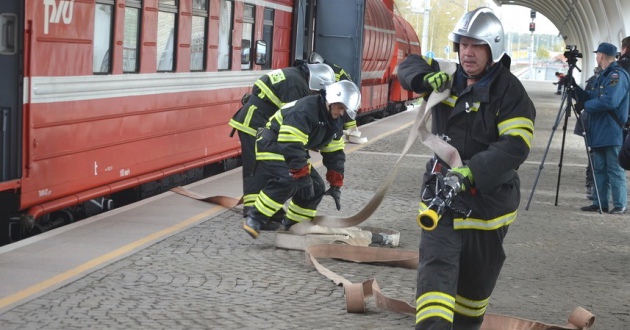 В Екатеринбурге для тушения «пожара» в аэропорту использовали пожарный поезд станции Екатеринбург-Сортировочный