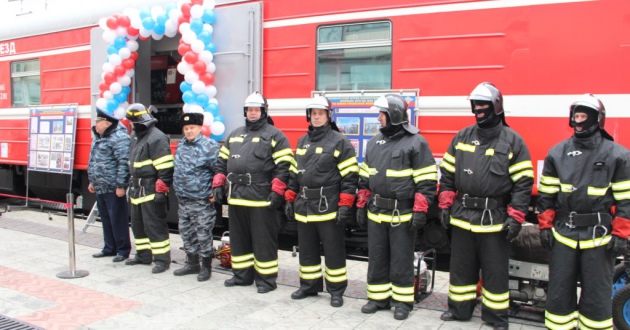 Презентация нового пожарного поезда станции Красногвардеец Южно-Уральской железной дороги